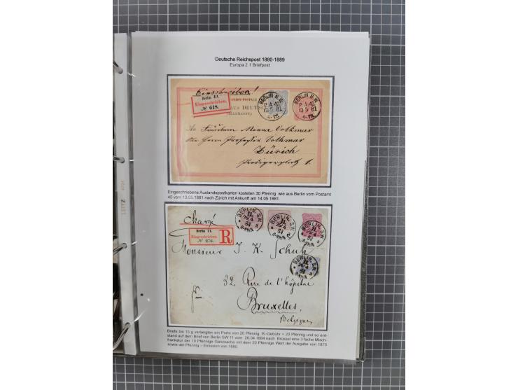 1880, umfangreiche Sammlung mit ca. 190 Briefen, Karten, Paketkarten und Ganzsachen, dabei viele Einzel- und Mehrfachfrankatu