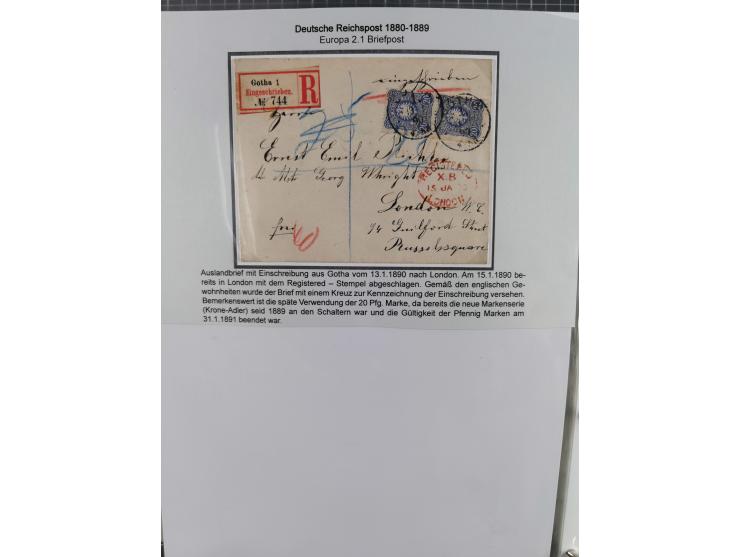 1880, umfangreiche Sammlung mit ca. 190 Briefen, Karten, Paketkarten und Ganzsachen, dabei viele Einzel- und Mehrfachfrankatu