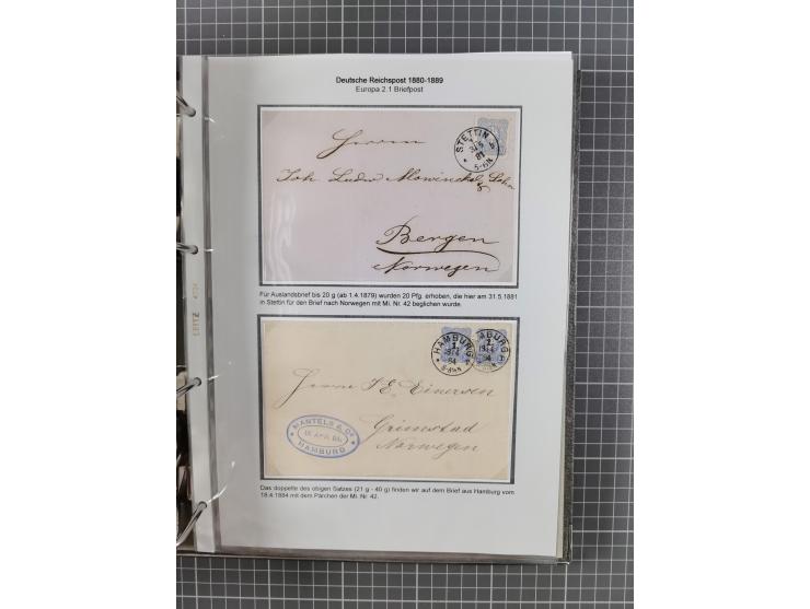 1880, umfangreiche Sammlung mit ca. 190 Briefen, Karten, Paketkarten und Ganzsachen, dabei viele Einzel- und Mehrfachfrankatu