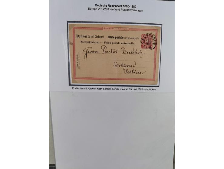 1880, umfangreiche Sammlung mit ca. 190 Briefen, Karten, Paketkarten und Ganzsachen, dabei viele Einzel- und Mehrfachfrankatu