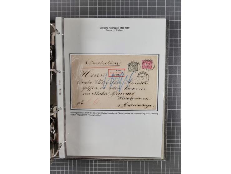 1880, umfangreiche Sammlung mit ca. 190 Briefen, Karten, Paketkarten und Ganzsachen, dabei viele Einzel- und Mehrfachfrankatu