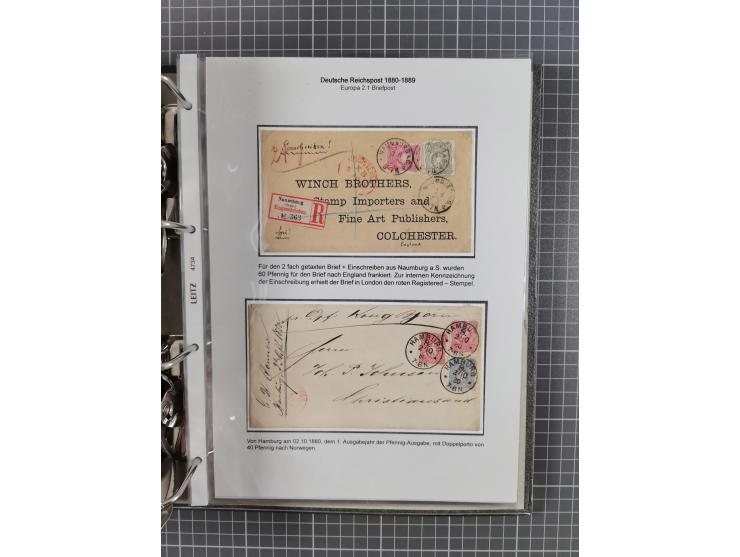 1880, umfangreiche Sammlung mit ca. 190 Briefen, Karten, Paketkarten und Ganzsachen, dabei viele Einzel- und Mehrfachfrankatu