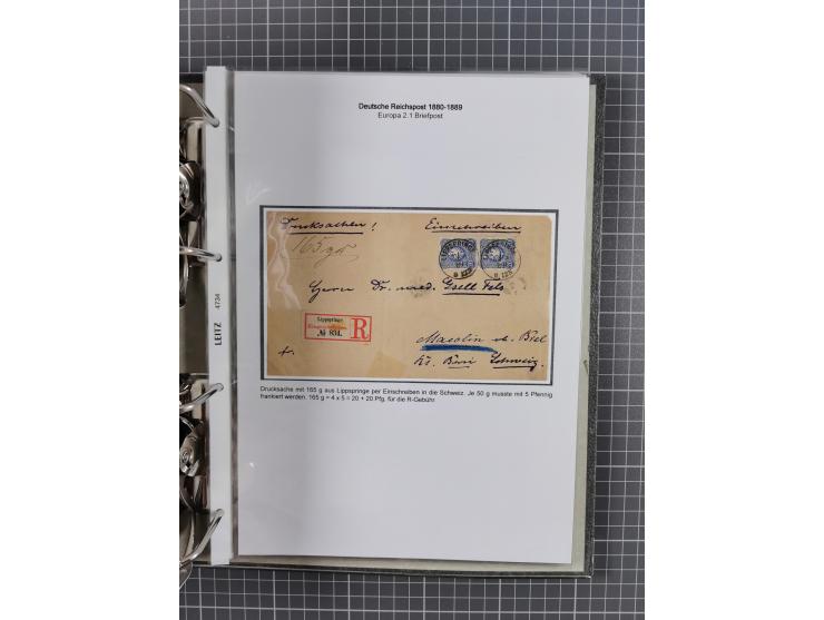1880, umfangreiche Sammlung mit ca. 190 Briefen, Karten, Paketkarten und Ganzsachen, dabei viele Einzel- und Mehrfachfrankatu