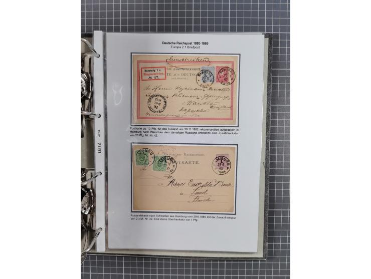 1880, umfangreiche Sammlung mit ca. 190 Briefen, Karten, Paketkarten und Ganzsachen, dabei viele Einzel- und Mehrfachfrankatu