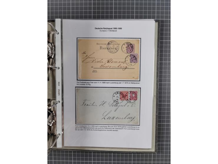 1880, umfangreiche Sammlung mit ca. 190 Briefen, Karten, Paketkarten und Ganzsachen, dabei viele Einzel- und Mehrfachfrankatu