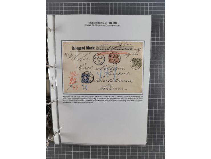 1880, umfangreiche Sammlung mit ca. 190 Briefen, Karten, Paketkarten und Ganzsachen, dabei viele Einzel- und Mehrfachfrankatu