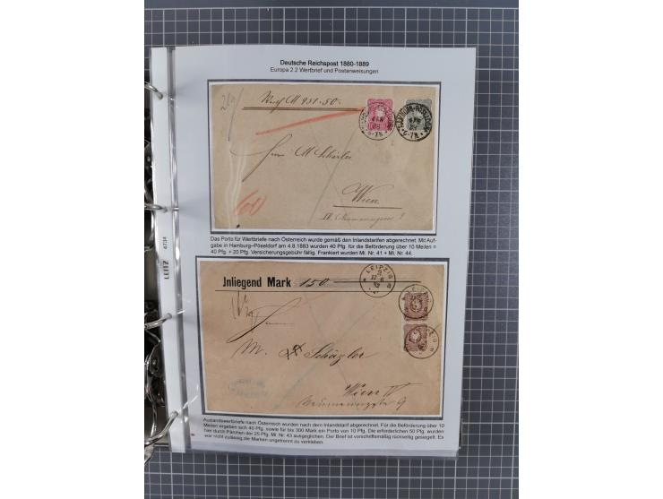 1880, umfangreiche Sammlung mit ca. 190 Briefen, Karten, Paketkarten und Ganzsachen, dabei viele Einzel- und Mehrfachfrankatu