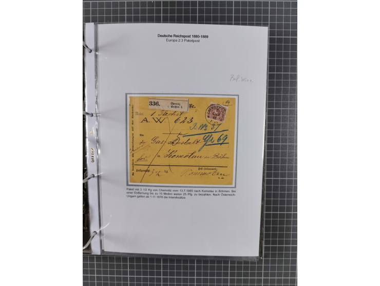 1880, umfangreiche Sammlung mit ca. 190 Briefen, Karten, Paketkarten und Ganzsachen, dabei viele Einzel- und Mehrfachfrankatu