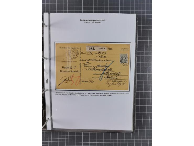1880, umfangreiche Sammlung mit ca. 190 Briefen, Karten, Paketkarten und Ganzsachen, dabei viele Einzel- und Mehrfachfrankatu