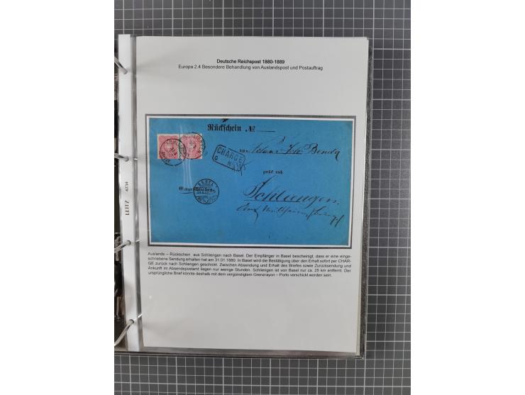 1880, umfangreiche Sammlung mit ca. 190 Briefen, Karten, Paketkarten und Ganzsachen, dabei viele Einzel- und Mehrfachfrankatu