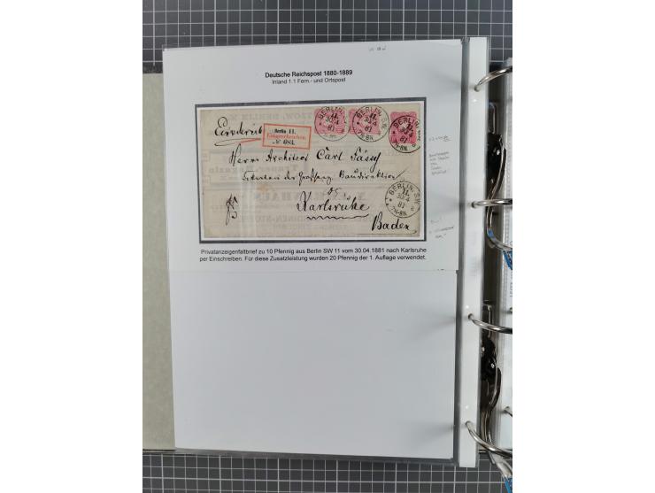 1880, umfangreiche Sammlung mit ca. 190 Briefen, Karten, Paketkarten und Ganzsachen, dabei viele Einzel- und Mehrfachfrankatu