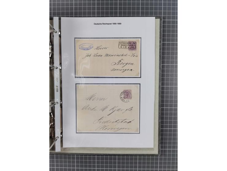 1880, umfangreiche Sammlung mit ca. 190 Briefen, Karten, Paketkarten und Ganzsachen, dabei viele Einzel- und Mehrfachfrankatu