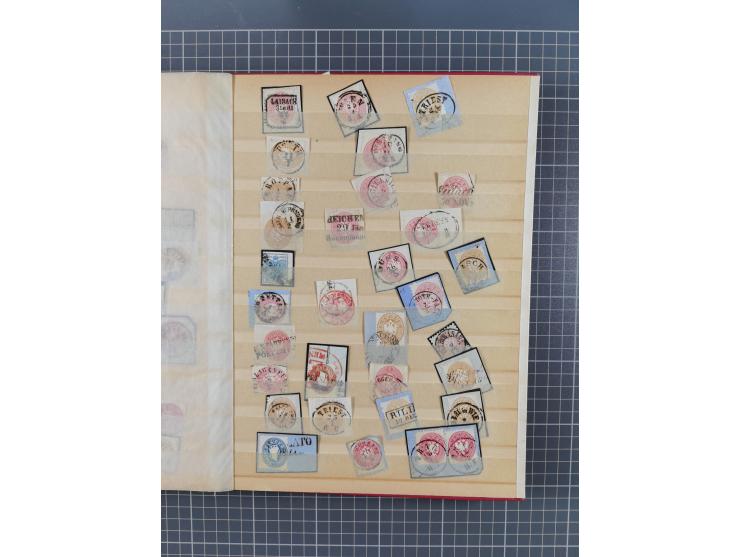 1850/1918 (ca.), postfrische, ungebrauchte und gestempelte Partie in vier Steckbüchern, dabei Stempel, Besonderheiten, ungezä