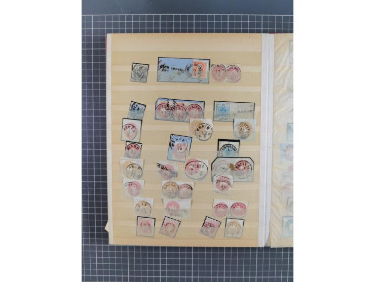 1850/1918 (ca.), postfrische, ungebrauchte und gestempelte Partie in vier Steckbüchern, dabei Stempel, Besonderheiten, ungezä