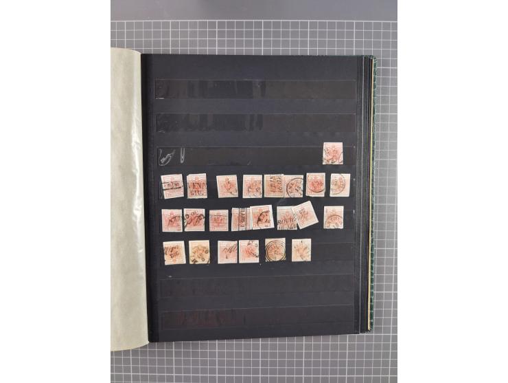 1850/1918 (ca.), postfrische, ungebrauchte und gestempelte Partie in vier Steckbüchern, dabei Stempel, Besonderheiten, ungezä