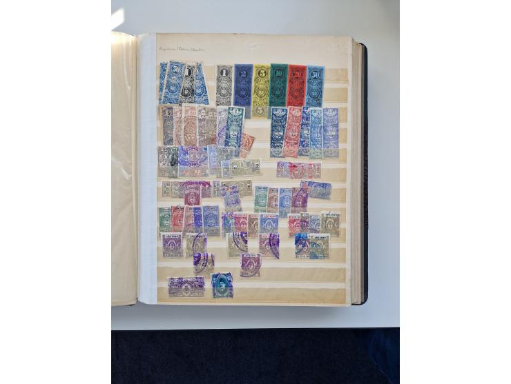 FISKALMARKEN: 1880/1920 (ca.), Einige tausend Fiskalmarken, Eisenbahnmarken, etc., teils in Bogenteilen und auch Bogen