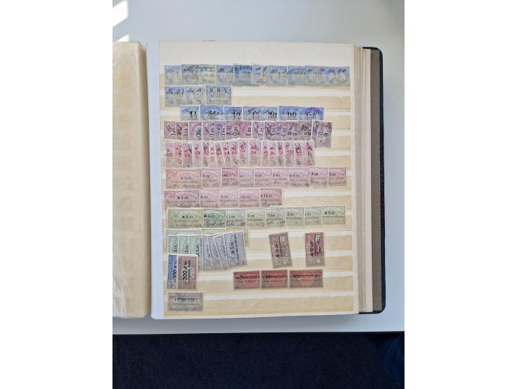 FISKALMARKEN: 1880/1920 (ca.), Einige tausend Fiskalmarken, Eisenbahnmarken, etc., teils in Bogenteilen und auch Bogen