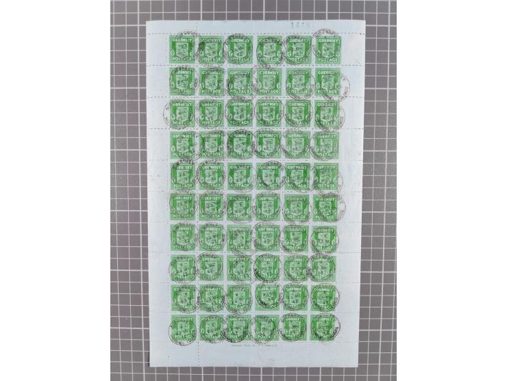 1942, Wappen auf Banknotenpapier ½ P. dunkelgrün, kompletter Bogen mit allen Rändern und Druckvermerk sowie Bogenzählnummer, 