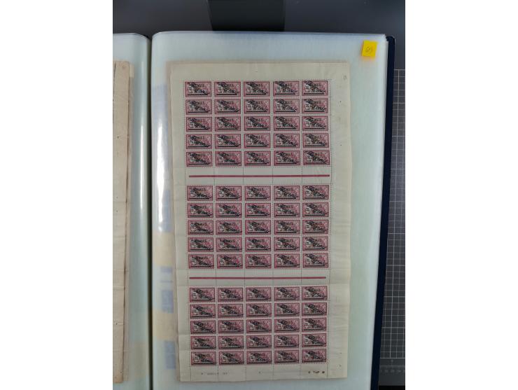 1920/23, umfangreiche Bogensammlung mit über 100 Bogen in 3 großen Bogenalben ex Mi.-Nr. 18c-121, davon 50 verschiedene, die 