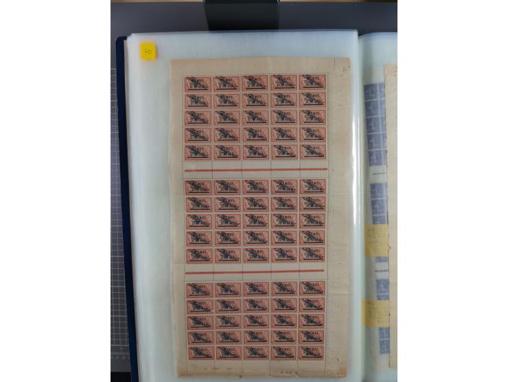 1920/23, umfangreiche Bogensammlung mit über 100 Bogen in 3 großen Bogenalben ex Mi.-Nr. 18c-121, davon 50 verschiedene, die 