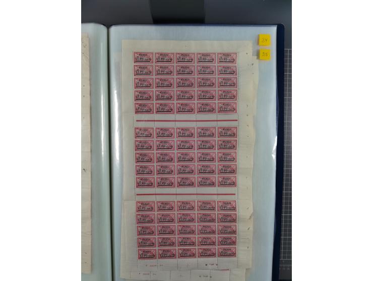 1920/23, umfangreiche Bogensammlung mit über 100 Bogen in 3 großen Bogenalben ex Mi.-Nr. 18c-121, davon 50 verschiedene, die 