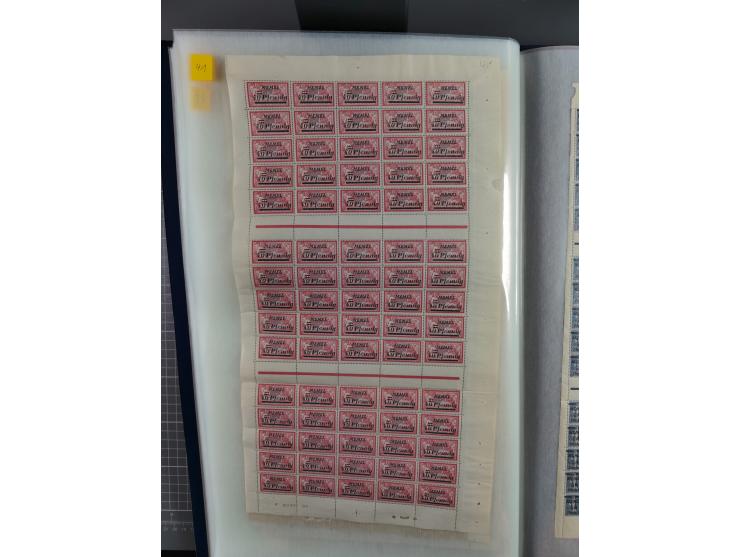 1920/23, umfangreiche Bogensammlung mit über 100 Bogen in 3 großen Bogenalben ex Mi.-Nr. 18c-121, davon 50 verschiedene, die 