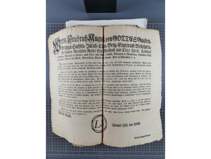 1699/1869 (ca.), Partie Dokumente, Zirkulare, Bekanntmachungen, etc., viel Sachsen