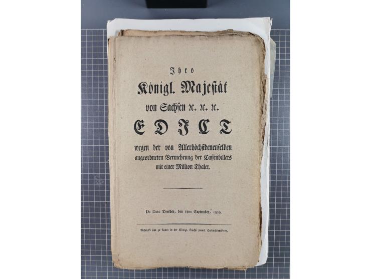 1699/1869 (ca.), Partie Dokumente, Zirkulare, Bekanntmachungen, etc., viel Sachsen