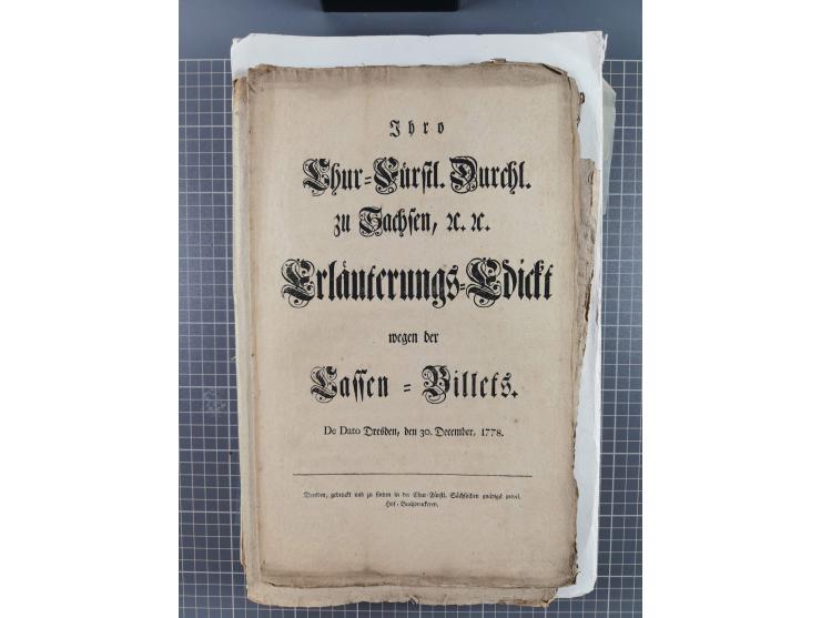1699/1869 (ca.), Partie Dokumente, Zirkulare, Bekanntmachungen, etc., viel Sachsen