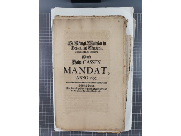 1699/1869 (ca.), Partie Dokumente, Zirkulare, Bekanntmachungen, etc., viel Sachsen