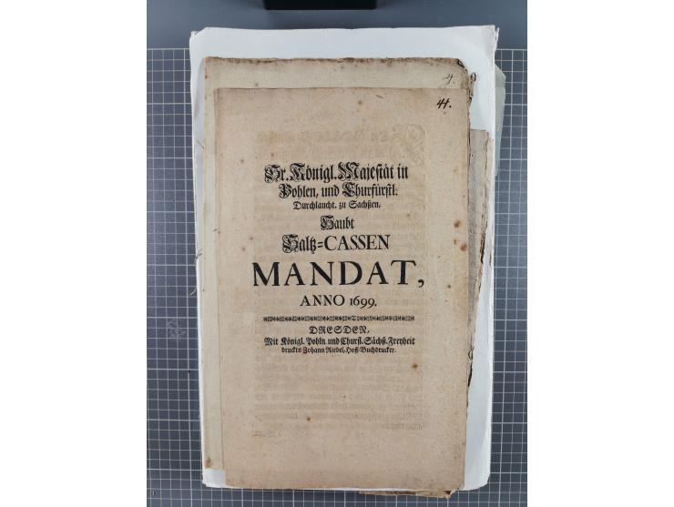 1699/1869 (ca.), Partie Dokumente, Zirkulare, Bekanntmachungen, etc., viel Sachsen