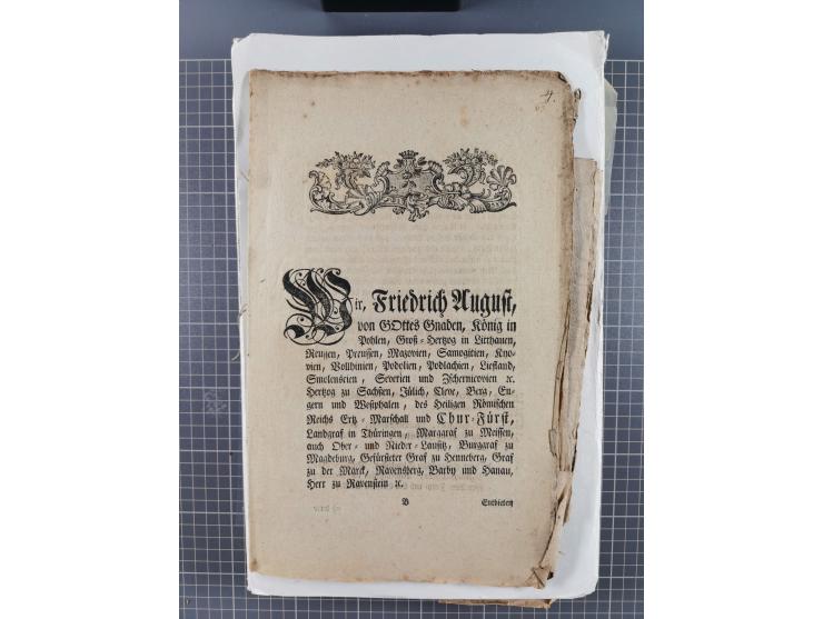 1699/1869 (ca.), Partie Dokumente, Zirkulare, Bekanntmachungen, etc., viel Sachsen