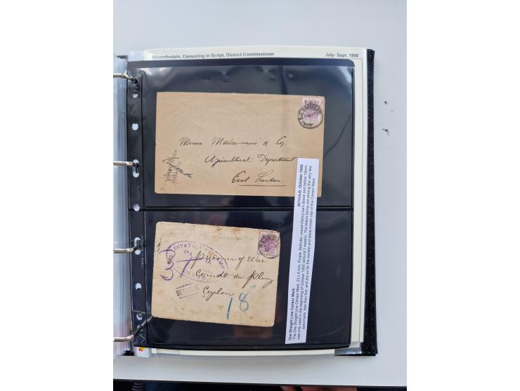 BRITISH CENSOR MARKS AND SEALS: extensive research collection with over 390 covers and cards, starting with a rare blue penci