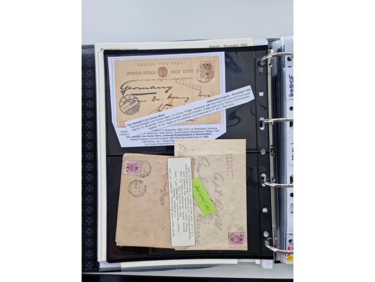 BRITISH CENSOR MARKS AND SEALS: extensive research collection with over 390 covers and cards, starting with a rare blue penci