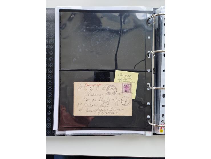 BRITISH CENSOR MARKS AND SEALS: extensive research collection with over 390 covers and cards, starting with a rare blue penci