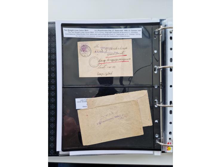 BRITISH CENSOR MARKS AND SEALS: extensive research collection with over 390 covers and cards, starting with a rare blue penci