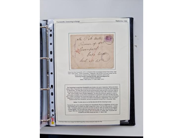 BRITISH CENSOR MARKS AND SEALS: extensive research collection with over 390 covers and cards, starting with a rare blue penci