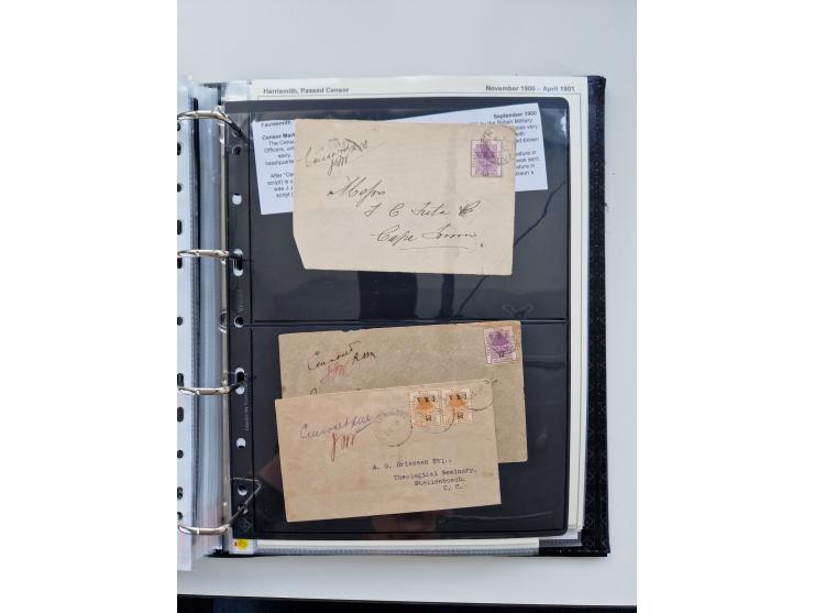 BRITISH CENSOR MARKS AND SEALS: extensive research collection with over 390 covers and cards, starting with a rare blue penci