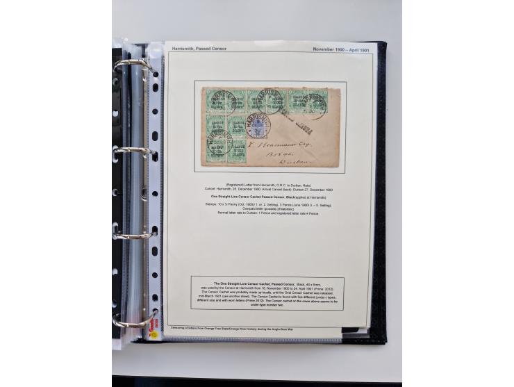 BRITISH CENSOR MARKS AND SEALS: extensive research collection with over 390 covers and cards, starting with a rare blue penci