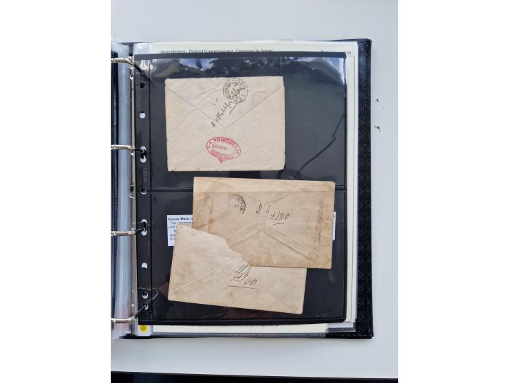 BRITISH CENSOR MARKS AND SEALS: extensive research collection with over 390 covers and cards, starting with a rare blue penci