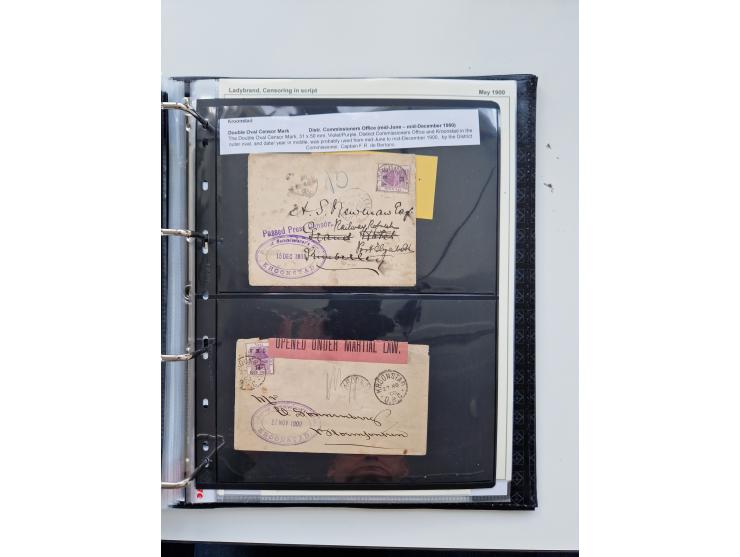 BRITISH CENSOR MARKS AND SEALS: extensive research collection with over 390 covers and cards, starting with a rare blue penci