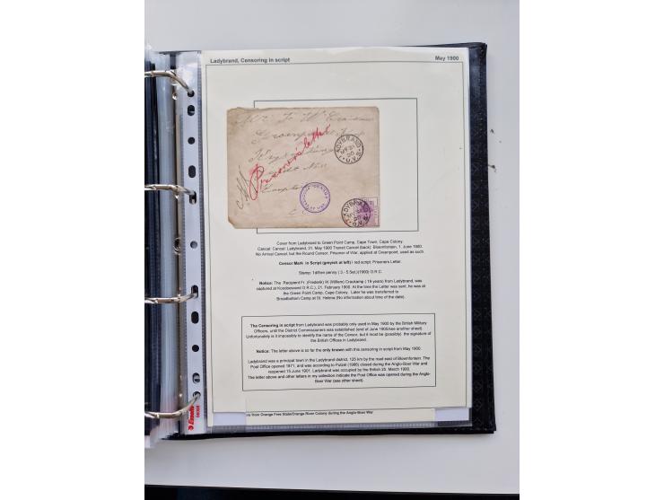 BRITISH CENSOR MARKS AND SEALS: extensive research collection with over 390 covers and cards, starting with a rare blue penci