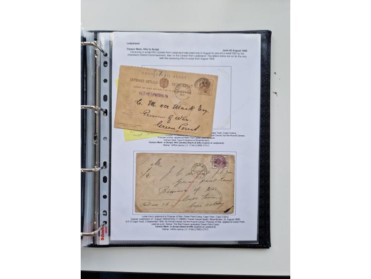 BRITISH CENSOR MARKS AND SEALS: extensive research collection with over 390 covers and cards, starting with a rare blue penci