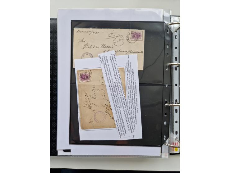 BRITISH CENSOR MARKS AND SEALS: extensive research collection with over 390 covers and cards, starting with a rare blue penci