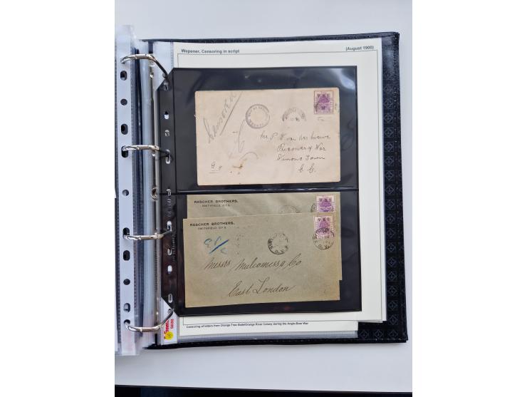 BRITISH CENSOR MARKS AND SEALS: extensive research collection with over 390 covers and cards, starting with a rare blue penci