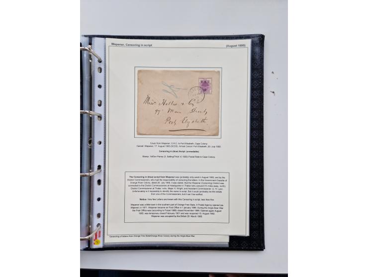 BRITISH CENSOR MARKS AND SEALS: extensive research collection with over 390 covers and cards, starting with a rare blue penci