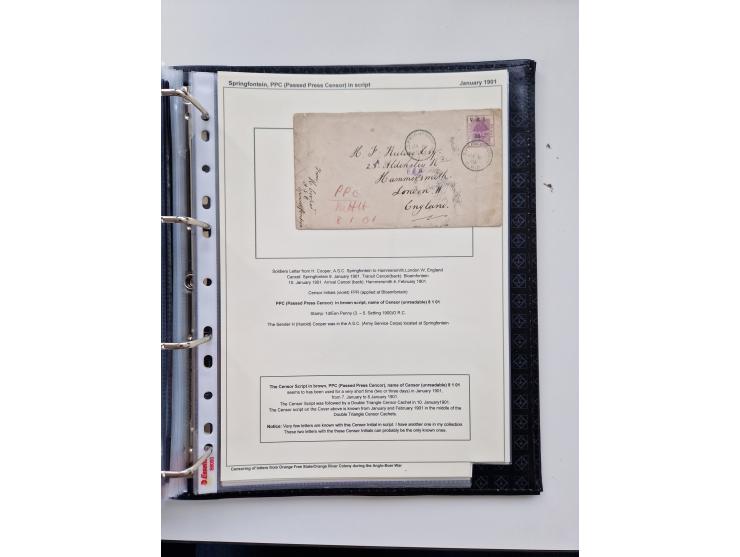 BRITISH CENSOR MARKS AND SEALS: extensive research collection with over 390 covers and cards, starting with a rare blue penci