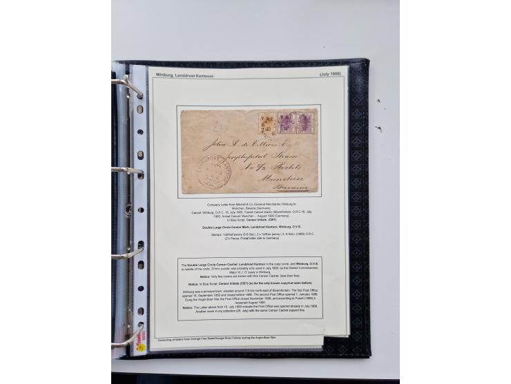 BRITISH CENSOR MARKS AND SEALS: extensive research collection with over 390 covers and cards, starting with a rare blue penci