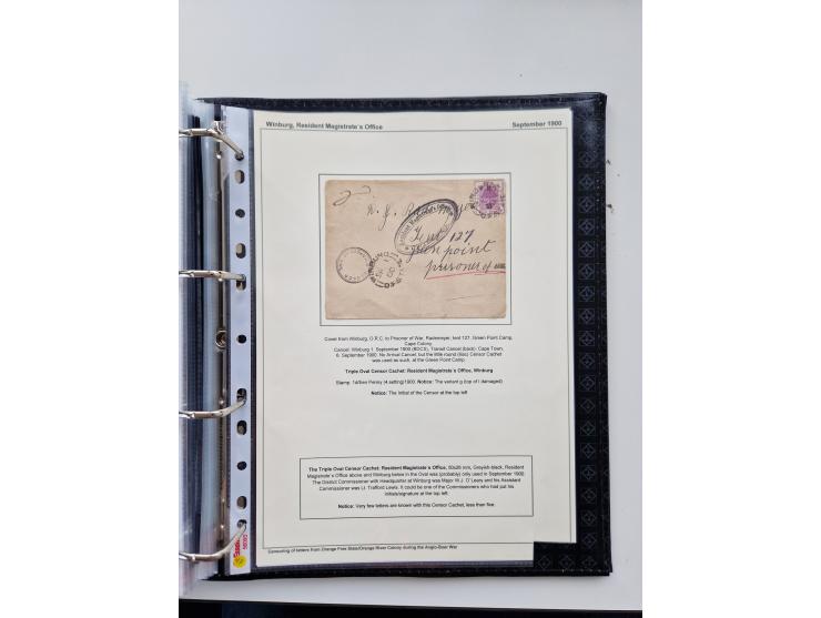 BRITISH CENSOR MARKS AND SEALS: extensive research collection with over 390 covers and cards, starting with a rare blue penci