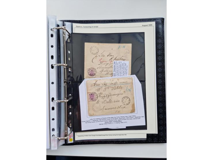 BRITISH CENSOR MARKS AND SEALS: extensive research collection with over 390 covers and cards, starting with a rare blue penci